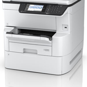 Small, multi-functional printer Epson WorkForce C878R on white background